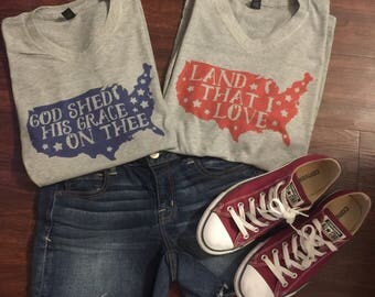 SALE - Today ONLY 18 - Patriotic Tee - 4th of July tee - Fourth of July shirt - Patriotic shirt - usa shirt - god bless the usa shirt - flag