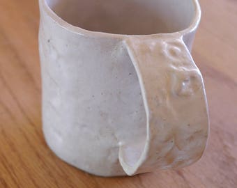 Hand built stoneware white mug : Artifact series