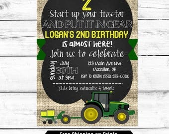 Boy Birthday Party Invitation, Tractor Birthday Party Invitation, Birthday Party Boy Invitation, John Deere Birthday, Printable Birthday Boy