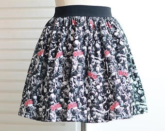 the walking dead skater full skirt,ladies skirt,A-Line skirt,pink skirt,knee-length skirt