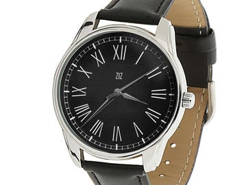 ZIZ Black Roman Numeral Face Wrist Watch / Black Band Watch / Unisex Watch / Women's Watches / Men's Watch / Women's Gift / Birthday Gift