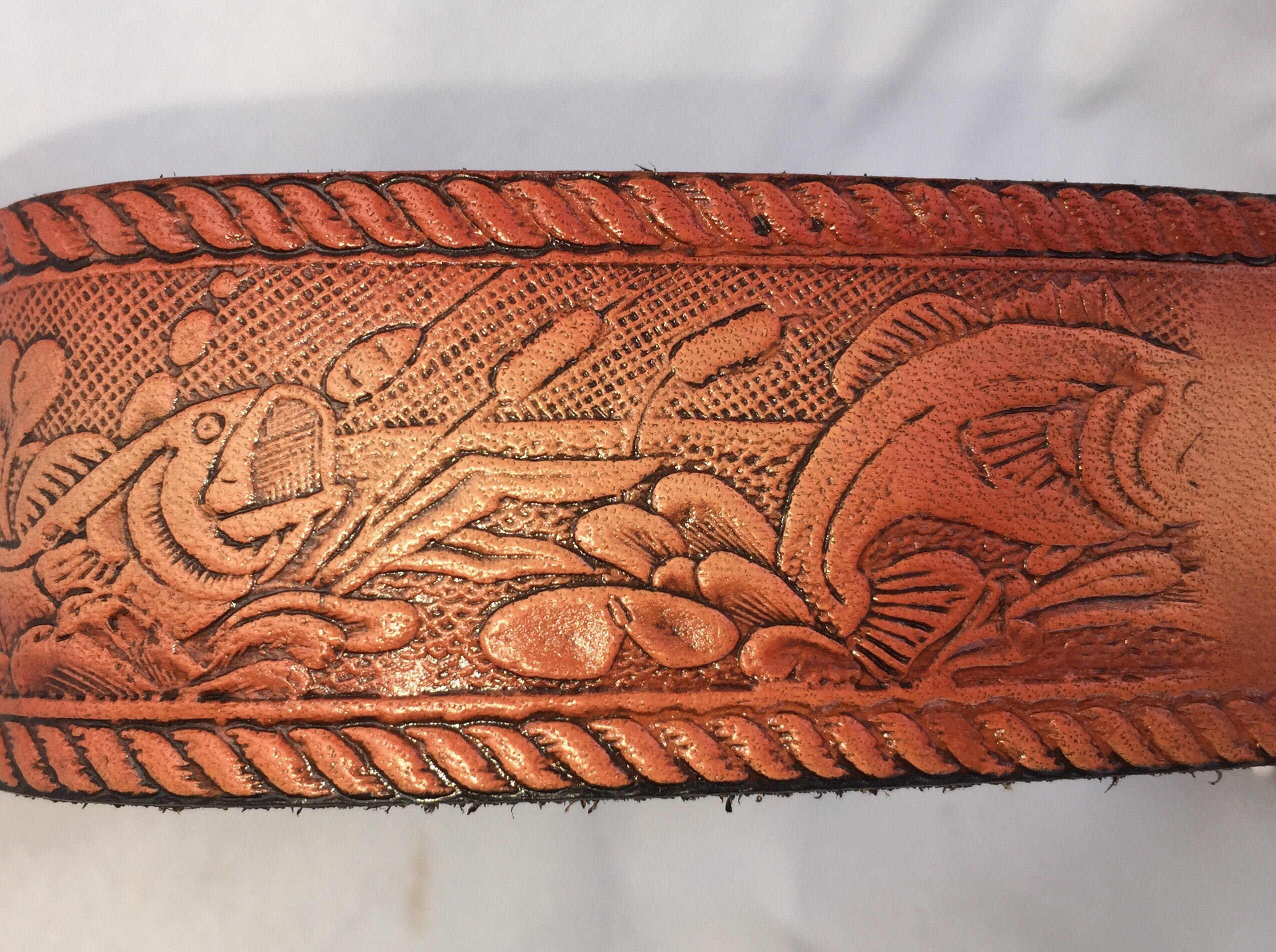 Personalized Leather Belt / Fish / Bass / All Sizes / Free