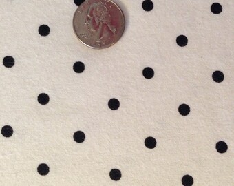 Cotton Flannel Fabric Choose Cut - Snuggle Flannel Small Black Polka Dot on White for Quilting, Rag Quilts, Crafts, Nursery Fabric