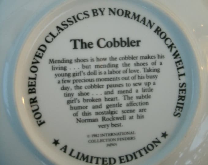 Norman Rockwell 6" Collectors Plate: "Four Beloved Classics"; The Cobbler, 1982, vintage plate, collector plate, miniature, home decor, gift
