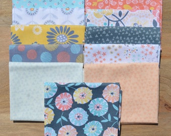 Lily Modern Geometric Fat Quarter Bundle from Timeless Treasures Peach, Yellow, Aqua, White, Grey, 100% Cotton - 11 fat quarters