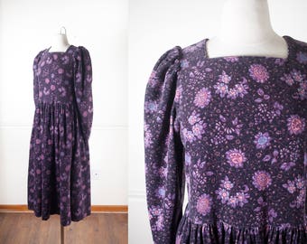 Sunflower Dress, 90s Dress, Goth Dress, Laura Ashley 80s Dress, Medieval Dress, Bohemian Clothing, Soft Grunge Dress, Renaissance Dress