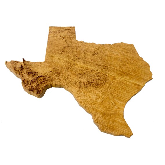 Wooden topographic map of Texas 3d map wood geographic wall