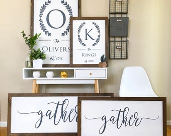 Framed Gather Sign, Farmhouse Style Sign, Fixer Upper Style Sign, Dining Room Sign, Gather Sign, Unique Home Gift, Rustic Wood Sign