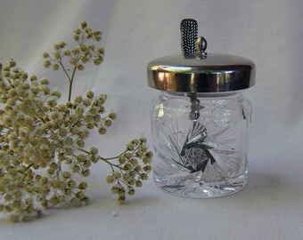 Vintage Crystal, Sugar Bowl, Condiment Jar, Jelly/Jam Server,