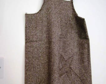 Cotton chevron girl pinafore dress