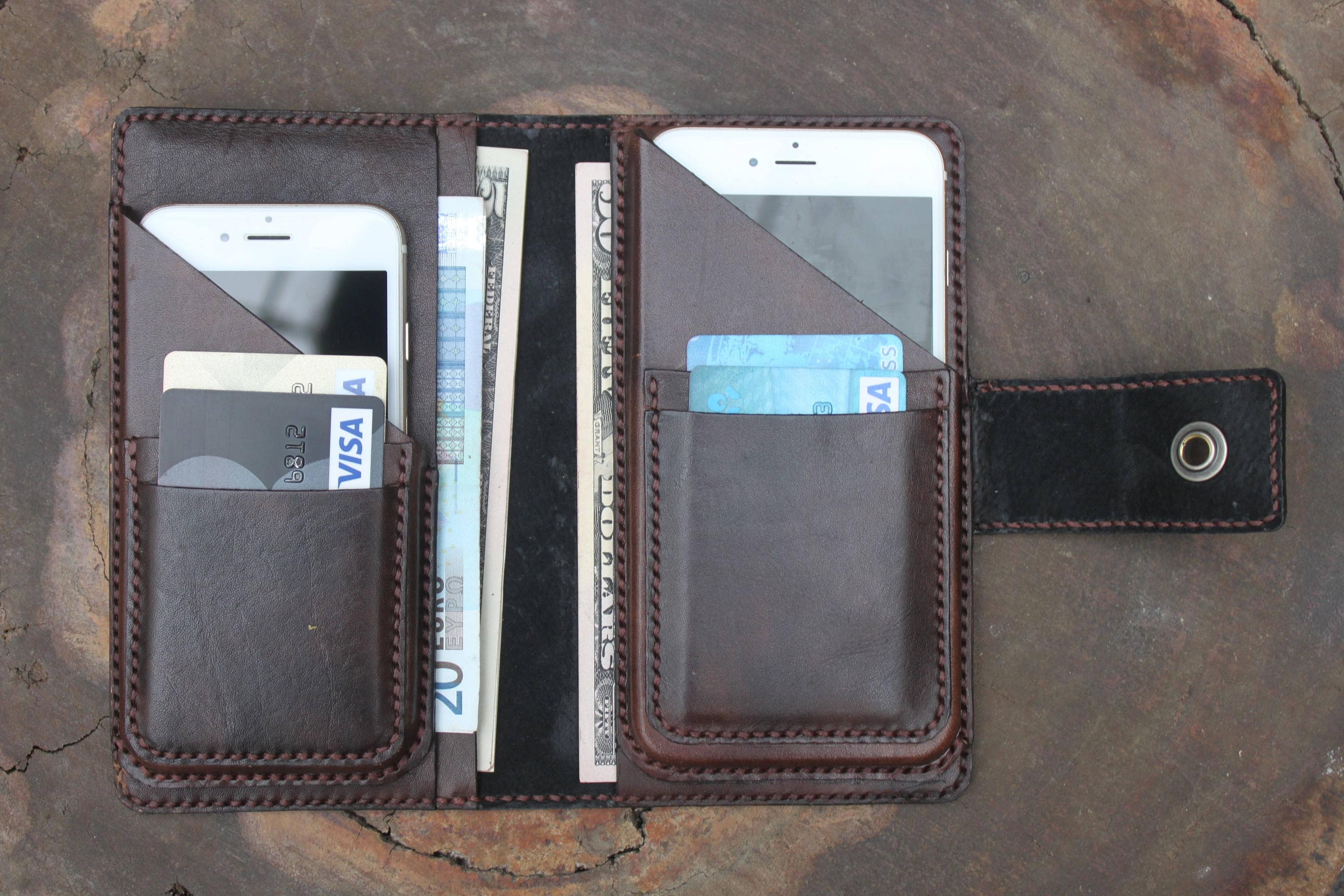 Personalized Leather Wallet Leather Dual Phone Case Wallet