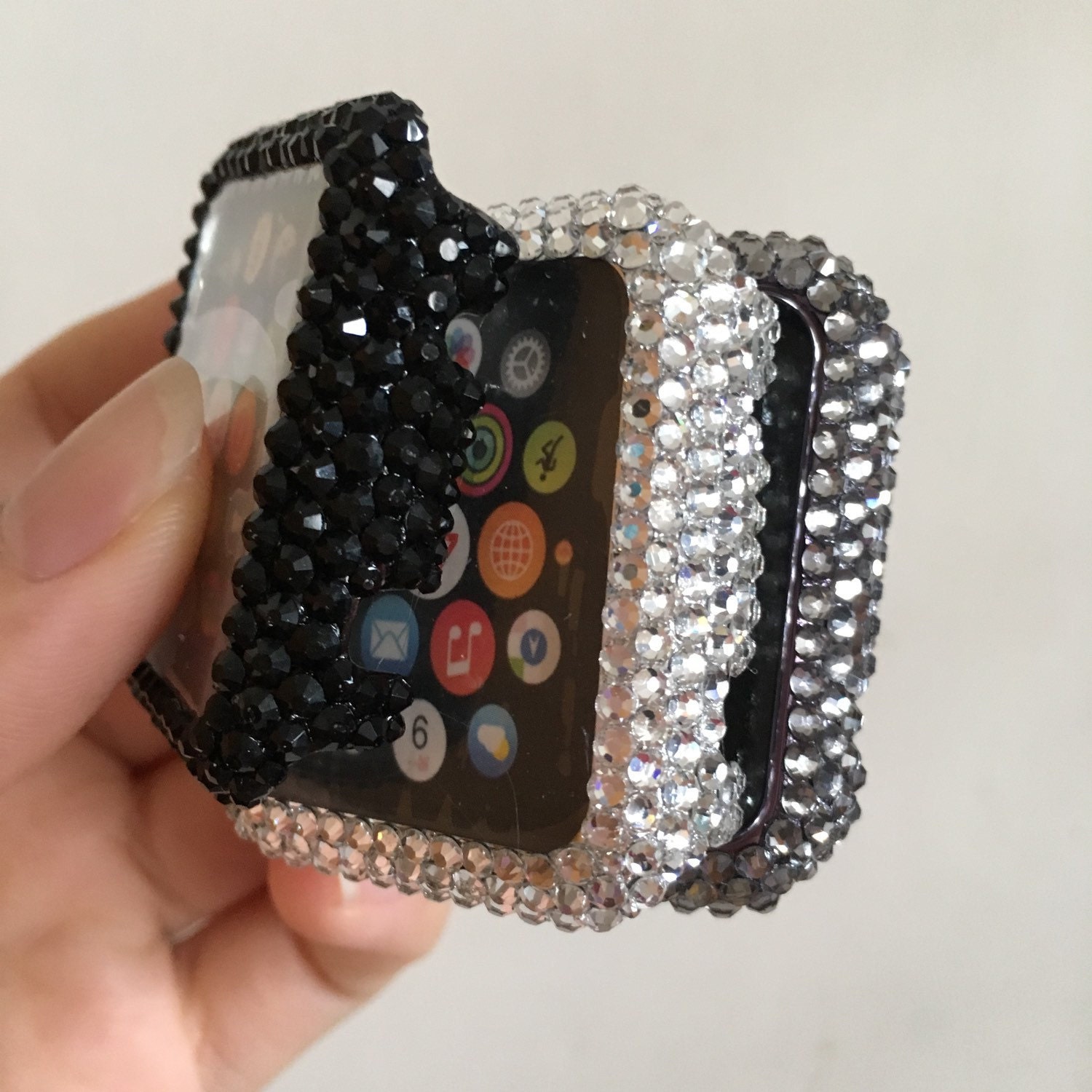 Apple Watch case bling handmade rose gold white opal crystal