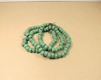 Turquiose Green, 9mm Glass Beads, Glass Crow Beads, Approx. 100 Bead Strand, Native American Jewelry Supplies, Craft Beads C16