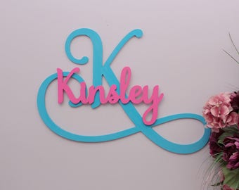 Custom Nursery Name Sign, Capital Letter with Name, Large Wooden Wall Letters, Kids Room Decor, Decorative Letters, Hanging Name Sign