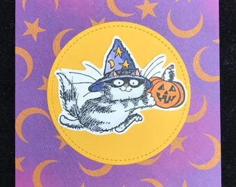 Halloween Kitten With Jackolantern Greeting Card