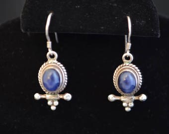 Lapis and sterling silver drop earrings