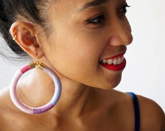 Ombre Pink Maxi Hoop Earrings, Statement Earrings for Tres Chic Look, Maxi Earrings Gift For Her, Darling Bohemian Festival Earrings / SALT