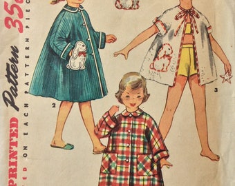 Simplicity 4503 girls robe or beach cover-up size 2 vintage 1950's sewing pattern