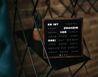 Word clock - German Wordclock, Deutsch Uhr, led clock, wood electronic clock, hölzerne Uhr