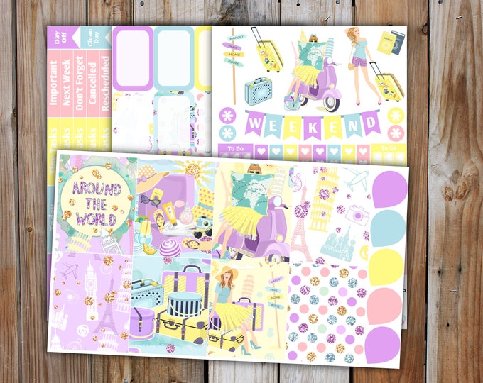 Summer Holiday Planner Sticker MINI Kit | Summer Planner Stickers Kit for use with ERIN CONDREN Life Planner