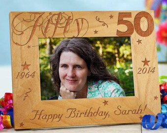Milestone Birthday Engraved Wood Frame, Birthday Personalized Photo Frame, Personalized Birthday Picture Frame