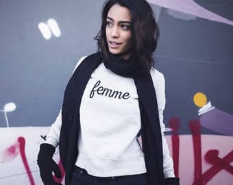 Femme: Sweatshirt, Crewneck, Slogan Sweatshirt, Quote Sweatshirt, Graphic Sweatshirt, Women's Sweatshirt, French, Woman