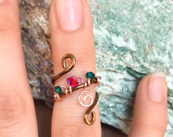 Bronze Wire Ring, Midi Rings, Copper Ring, Wire Ring, Wire Wrapped Ring, Wire Wrapped Jewelry, Copper Jewelry, Knuckle Ring, Pinky Ring