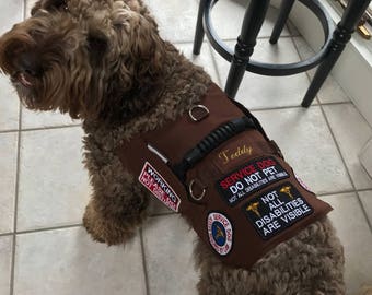Custom Made Duck Cloth over Air Mesh Service Dog Vest. I will sew on the patches that you send me, embroider the dog's name or other wording