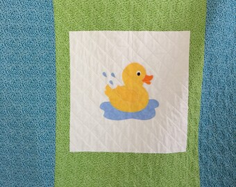 Baby Quilt: Rubber Ducky Baby Quilt, Baby Blanket, Baby Shower Gift, Handcrafted Quilt, Rubber Duck