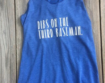 Chicago Cubs Women's Kris Bryant Racerback Tank-- Dibs on the Third Baseman- MLB- with Cubs logo on Racerback