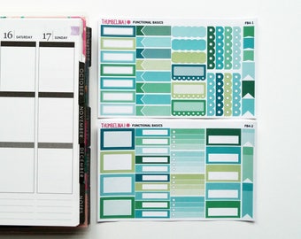 Green Functional Planner Sticker Kit for Erin Condren, Happy Planner and more (FB4)