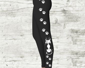 Cat Leggings, Cat Print, Paw Print Leggings, Cat Lady Leggings, Paw Print, Cat Lovers Clothing, Cat Clothing, Custom Leggings, Cat Clothes