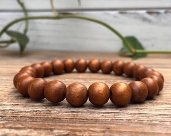 Brown Wood Bead Bracelet, Mens Beaded Bracelet, Womens Bead Bracelet, Wood Beaded Bracelet, Wooden Bead Bracelet, Wood Stacking Bracelet