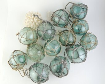 Set of 3, Japanese Vintage Glass Fishing Float, Glass ball