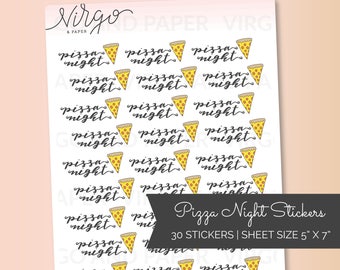 Pizza Night - Hand Drawn Pizza Stickers - Pizza Party, Pizza Doodles Planner Stickers - Choose Matte/Glossy RPN