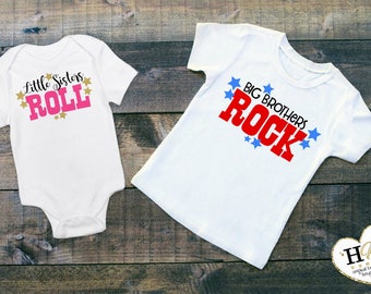 Big Brother Little Sister- Matching Sibling Shirts - Sibling Outfits - Pregnancy Announcement - New Baby Gift - Sibling Outfits