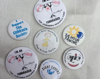 Mixed Group of 5 Vintage Charity Badges from 1980s and 90s