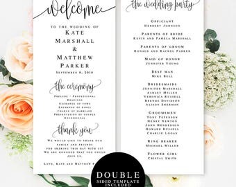 Wedding program template download Elegant wedding programs Editable template wedding Simple wedding programs DIY wedding program download