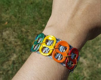 Rainbow glitter soda can tab bracelet - eco friendly, novelty, fun jewelry set