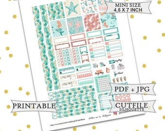 50% OFF SALE Be a mermaid planner stickers/Mini Happy Planner Stickers/Printable Planner Stickers/Printable weekly kit/Summer Planner Sticke