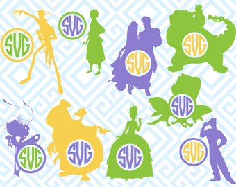 The Princess and the Frog Monogram, Digital Cutting Files, Svg Files for Silhouette, Cricut, Disney SVG, Princess Monogram Frame, 27luna