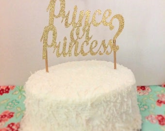 Prince or princess cake topper prince or princess gender reveal cake topper glitter princess or prince