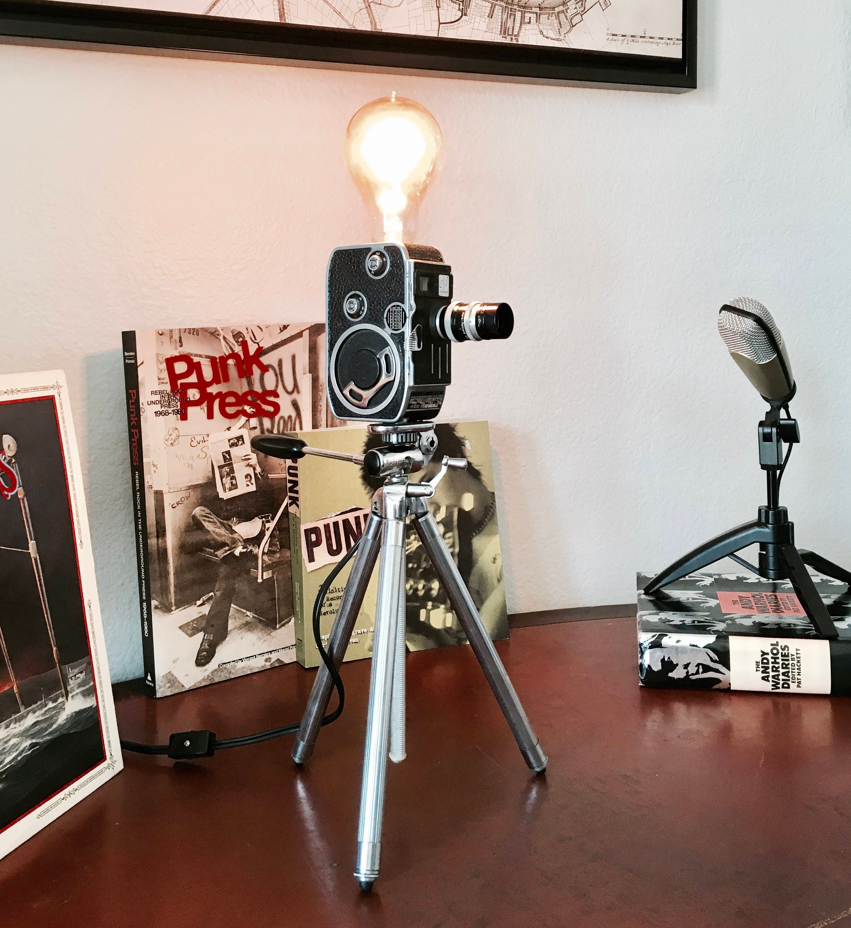 Unique Retro Camera lamp . Vintage Paillard L8 8mm movie