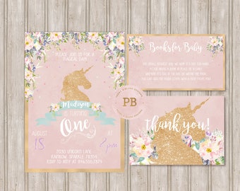 Unicorn Invitation, Unicorn Birthday Invitation, First Birthday Invitation, Unicorn Baby Shower Invitation, Unicorn Invite