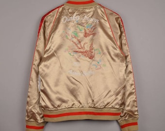 vintage avirex sukajan japan souvenir jacket, vintage souvenir jacket,vintage sukajan jacket,osaka japan jacket,varsity jacket,bomber jacket