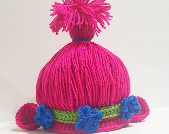 Poppy troll Inspired hat . Trolls inspired hat . Troll hat . Poppy troll Costume . Dress-up hat . Dress-up wig . Princess Poppy Inspired Wig