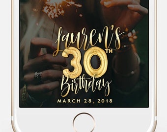 LIMITED TIME! Birthday Snapchat Filter, Birthday Filter, Geofilter, Snapchat 30th birthday for her, 30th Birthday bir110