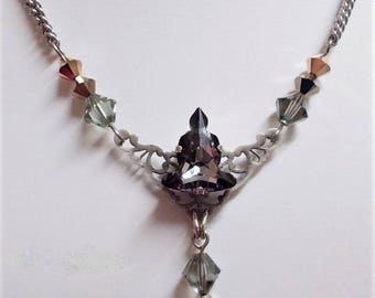 Crystal Buddha Necklace Peace symbol with surgical steel chain Buddha crystal jewelry