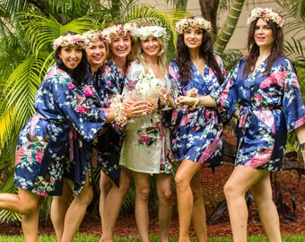SALE! Bridesmaid Robe Set of 4,5,6,7,8,9,10, Floral Bridesmaid Robes, Bridesmaid Gift, Bride Robe, Floral robes, Bridesmaid Robe