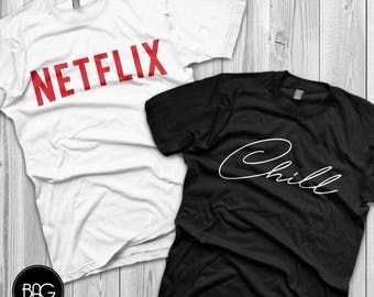 Matching couple shirts Netflix and chill costume couple shirts love shirts couple shirts ( SOLD SEPARATELY )